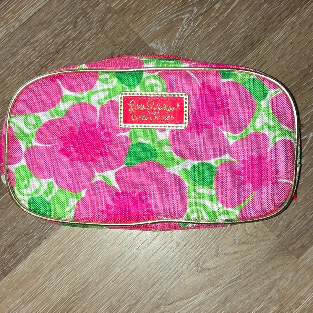 Lilly Pulitzer for Estee Lauder Cosmetic Bag with Pink Flowers